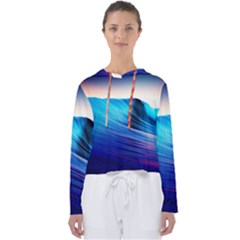 Rolling Waves Women s Slouchy Sweat by Sapixe