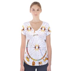 Zodiac  Institute Of Vedic Astrology Short Sleeve Front Detail Top by Sapixe