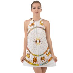 Zodiac  Institute Of Vedic Astrology Halter Tie Back Chiffon Dress by Sapixe