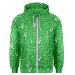 Santa Christmas Collage Green Background Men s Zipper Hoodie by Sapixe