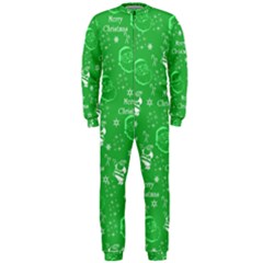 Santa Christmas Collage Green Background Onepiece Jumpsuit (men) 