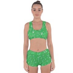 Santa Christmas Collage Green Background Racerback Boyleg Bikini Set by Sapixe