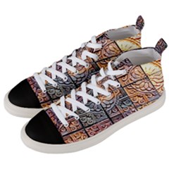 Wooden Blocks Detail Men s Mid-top Canvas Sneakers