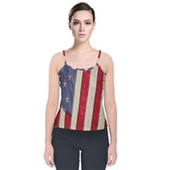 Usa Flag Velvet Spaghetti Strap Top