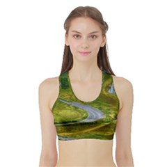 Cliff Coast Road Landscape Travel Sports Bra With Border by Sapixe