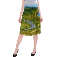 Cliff Coast Road Landscape Travel Midi Beach Skirt by Sapixe