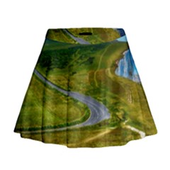 Cliff Coast Road Landscape Travel Mini Flare Skirt by Sapixe