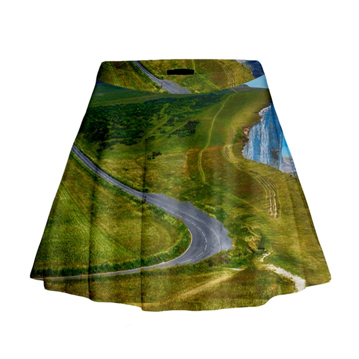 Cliff Coast Road Landscape Travel Mini Flare Skirt