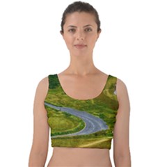 Cliff Coast Road Landscape Travel Velvet Crop Top