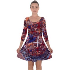 Complexity Chaos Structure Quarter Sleeve Skater Dress by Sapixe