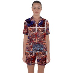 Complexity Chaos Structure Satin Short Sleeve Pyjamas Set by Sapixe