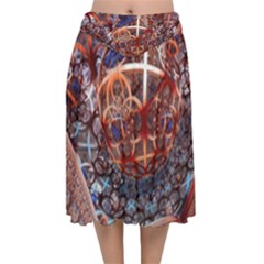 Complexity Chaos Structure Velvet Flared Midi Skirt by Sapixe