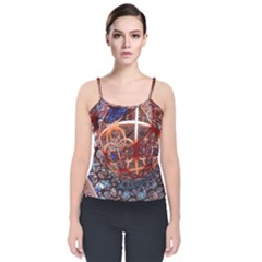 Complexity Chaos Structure Velvet Spaghetti Strap Top by Sapixe