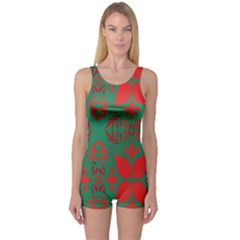 Christmas Background One Piece Boyleg Swimsuit by Sapixe