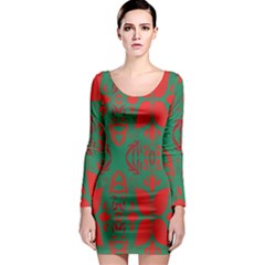 Christmas Background Long Sleeve Bodycon Dress by Sapixe