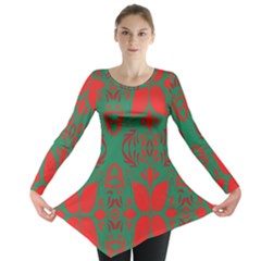 Christmas Background Long Sleeve Tunic  by Sapixe