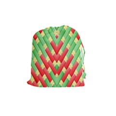 Christmas Geometric 3d Design Drawstring Pouches (medium)  by Sapixe