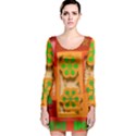 Christmas Design Seamless Pattern Long Sleeve Bodycon Dress View1