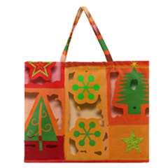 Christmas Design Seamless Pattern Zipper Large Tote Bag