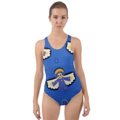 Christmas Holidays Seamless Pattern Cut-out Back One Piece Swimsuit by Sapixe