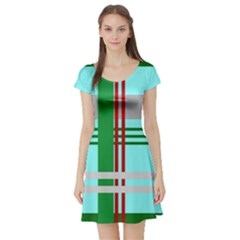 Christmas Plaid Backgrounds Plaid Short Sleeve Skater Dress by Sapixe