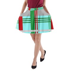 Christmas Plaid Backgrounds Plaid A-line Pocket Skirt by Sapixe