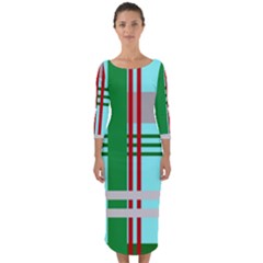 Christmas Plaid Backgrounds Plaid Quarter Sleeve Midi Bodycon Dress by Sapixe