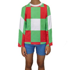 Fabric Christmas Colors Bright Kids  Long Sleeve Swimwear by Sapixe