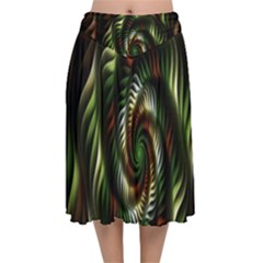 Fractal Christmas Colors Christmas Velvet Flared Midi Skirt