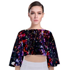 Abstract Background Celebration Tie Back Butterfly Sleeve Chiffon Top by Sapixe