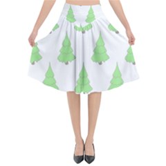 Background Christmas Christmas Tree Flared Midi Skirt by Sapixe