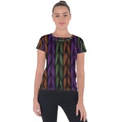 Background Weave Plait Purple Short Sleeve Sports Top  by Sapixe