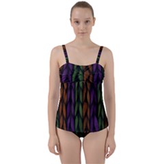 Background Weave Plait Purple Twist Front Tankini Set by Sapixe