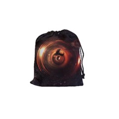 Steampunk Airship Sailing The Stars Of Deep Space Drawstring Pouches (small)  by jayaprime