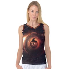 Steampunk Airship Sailing The Stars Of Deep Space Women s Basketball Tank Top by jayaprime