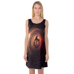 Steampunk Airship Sailing The Stars Of Deep Space Sleeveless Satin Nightdress by jayaprime