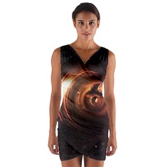 Steampunk Airship Sailing The Stars Of Deep Space Wrap Front Bodycon Dress by jayaprime