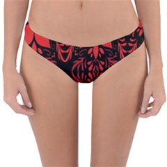 Christmas Red And Black Background Reversible Hipster Bikini Bottoms by Sapixe