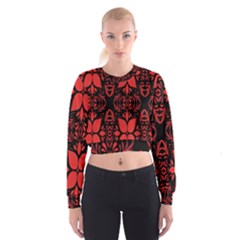 Christmas Red And Black Background Cropped Sweatshirt by Sapixe