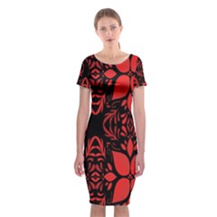 Christmas Red And Black Background Classic Short Sleeve Midi Dress by Sapixe