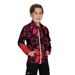 Christmas Red And Black Background Wind Breaker (kids)