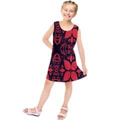 Christmas Red And Black Background Kids  Tunic Dress by Sapixe