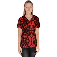 Christmas Red And Black Background Scrub Top by Sapixe