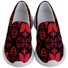 Christmas Red And Black Background Kid s Lightweight Slip Ons by Sapixe