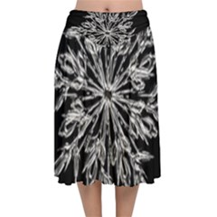 Ice Crystal Ice Form Frost Fabric Velvet Flared Midi Skirt