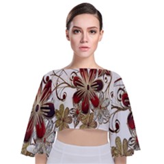 Gemstones Gems Jewelry Diamond Tie Back Butterfly Sleeve Chiffon Top by Sapixe