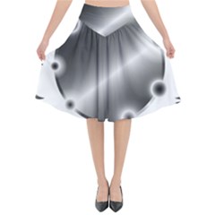 Metal Circle Background Ring Flared Midi Skirt by Sapixe