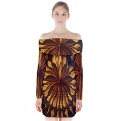 Light Star Lighting Lamp Long Sleeve Off Shoulder Dress by Sapixe