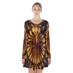 Light Star Lighting Lamp Long Sleeve Velvet V-neck Dress