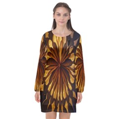 Light Star Lighting Lamp Long Sleeve Chiffon Shift Dress  by Sapixe